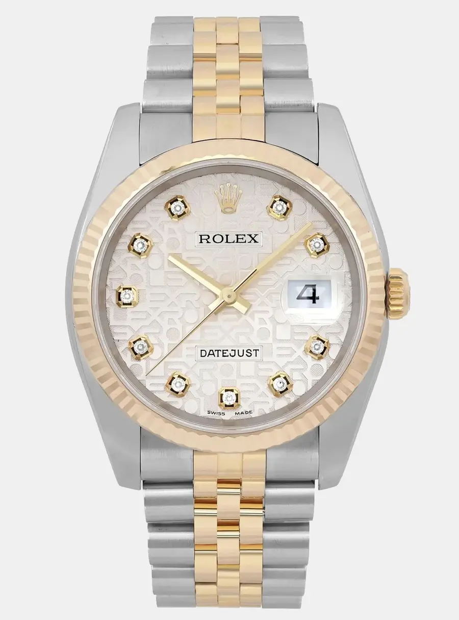 Rolex Datejust 116233 Silver Rose Gold, Stainless Steel, Diamond Automatic Men's Wristwatch 36mm