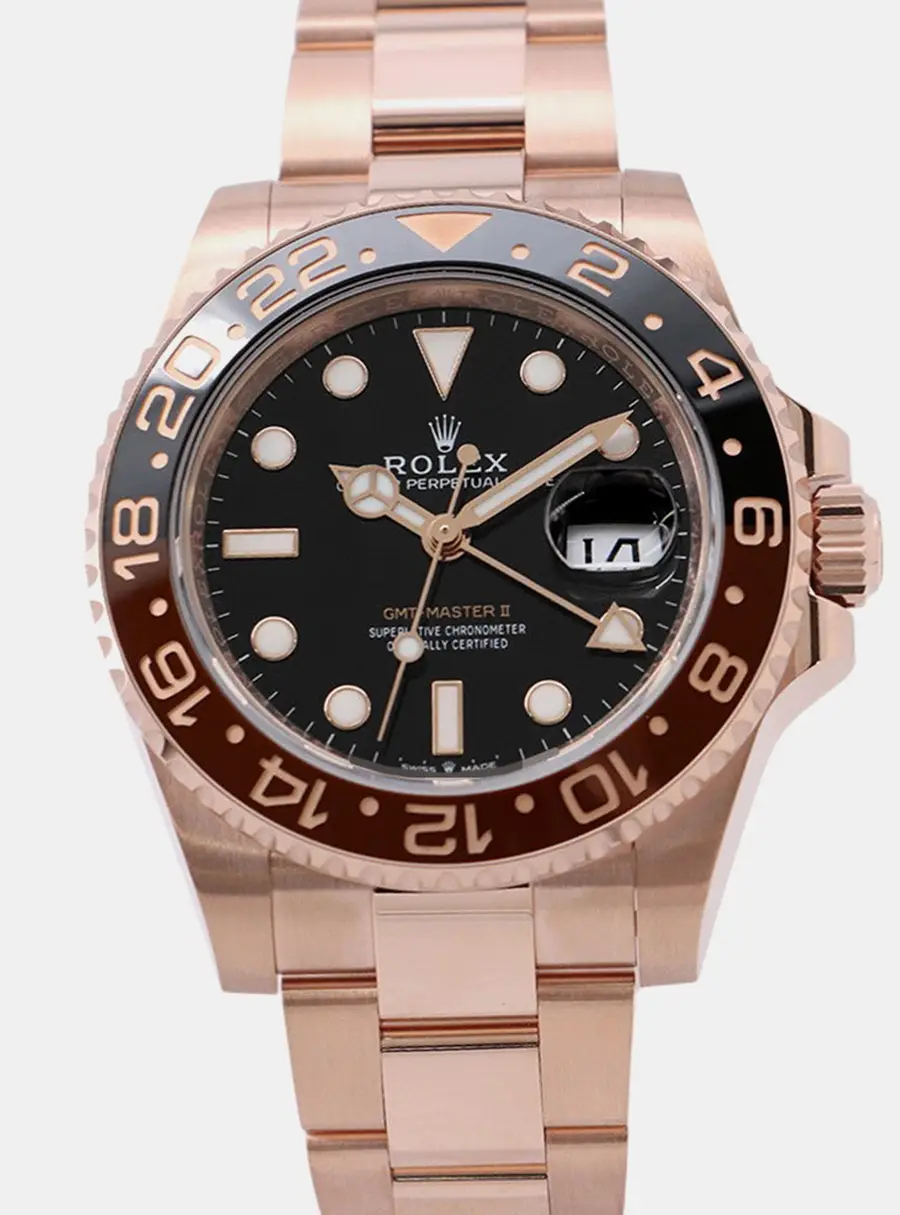 Rolex GMT-Master II 126715CHNR Automatic Black Dial 18k Rose Gold Men's Wristwatch 40mm