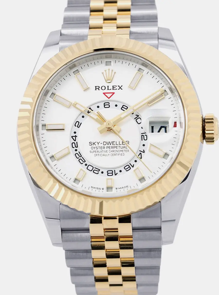 Rolex Sky-Dweller 336933 Automatic White Dial Stainless Steel 18k Yellow Gold Men's Wristwatch 42mm
