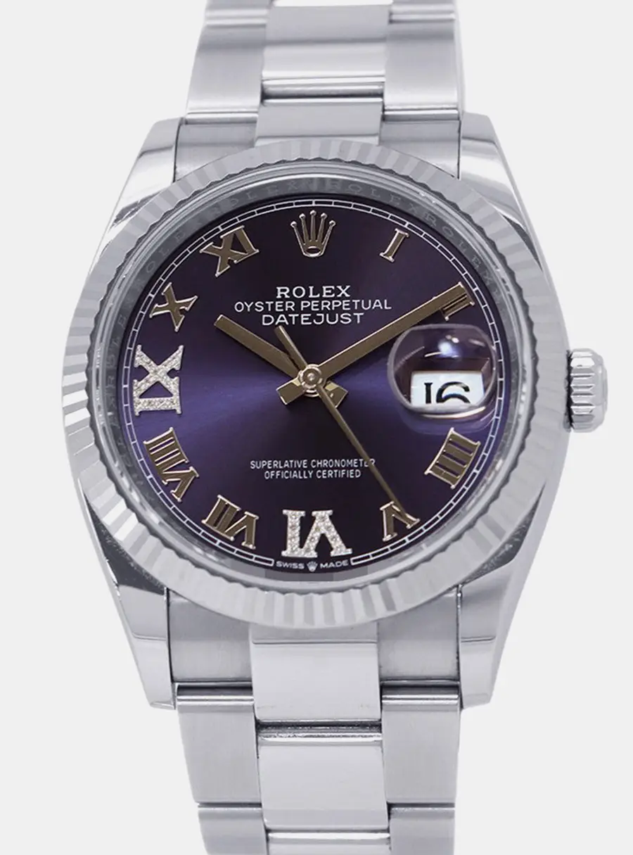Rolex Datejust 126234 Automatic Aubergine Dial Stainless Steel Wristwatch 36mm