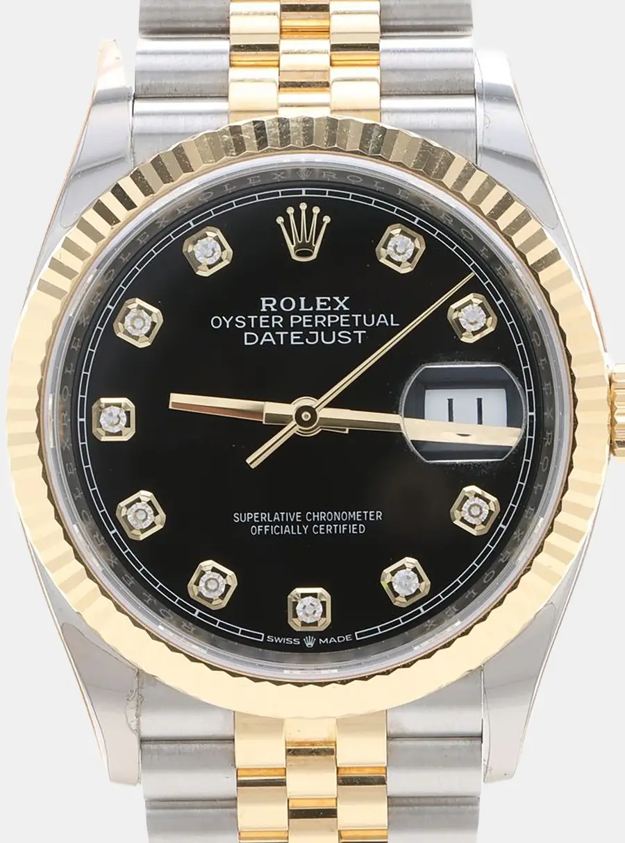 Rolex Datejust 126233 Black 18K Yellow Gold, Stainless Steel, Diamond Automatic Men's Wristwatch 36mm