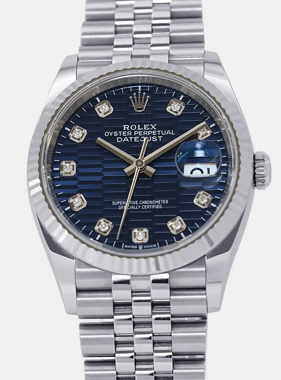 Rolex Datejust 126234G Blue Stainless Steel, Diamond Automatic Men's Wristwatch 36mm