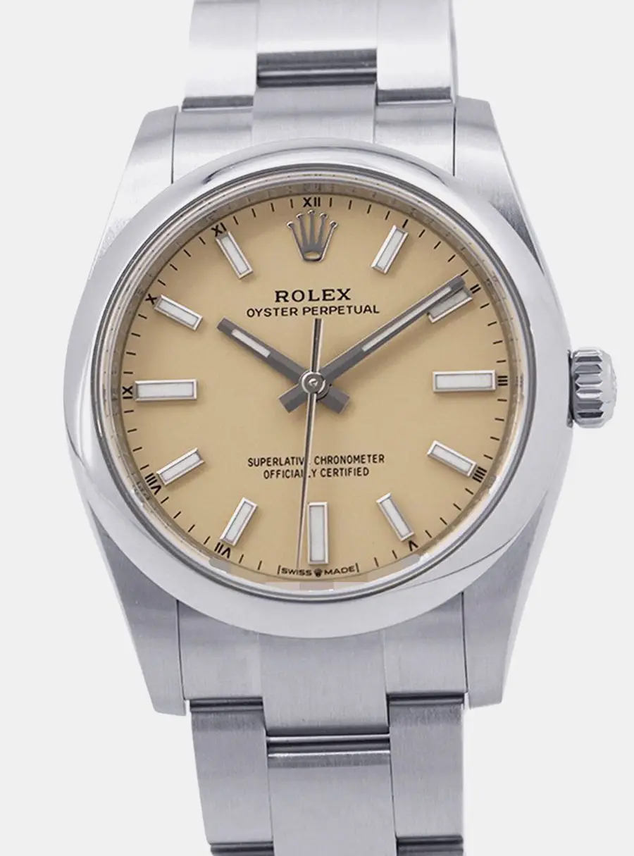 Rolex Oyster Perpetual 124200 Beige Stainless Steel Men's Wristwatch 34mm