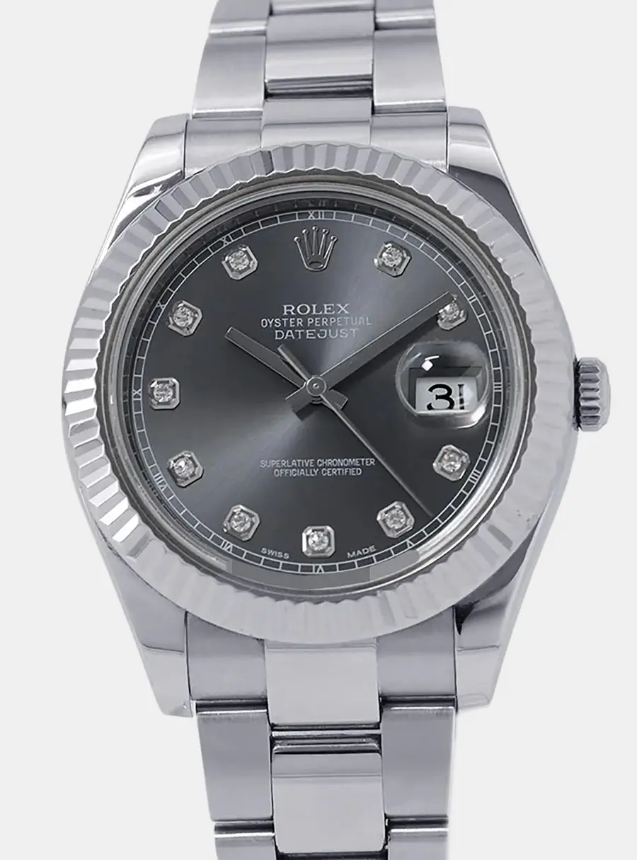 Rolex Datejust 116334 Grey White Gold, Stainless Steel Automatic Men's Wristwatch 41mm