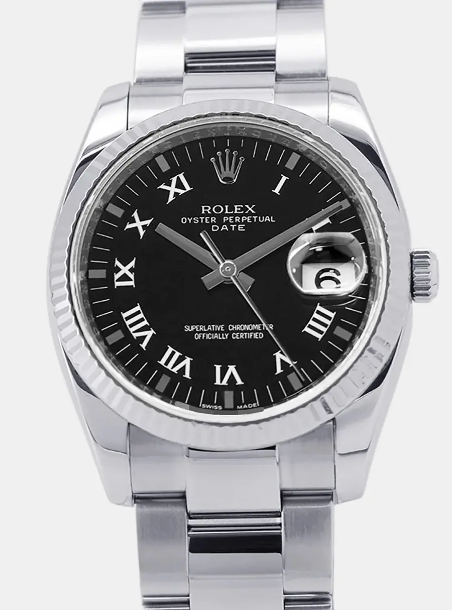 Rolex Datejust 115234 Black Stainless Steel Automatic Men's Wristwatch 34mm
