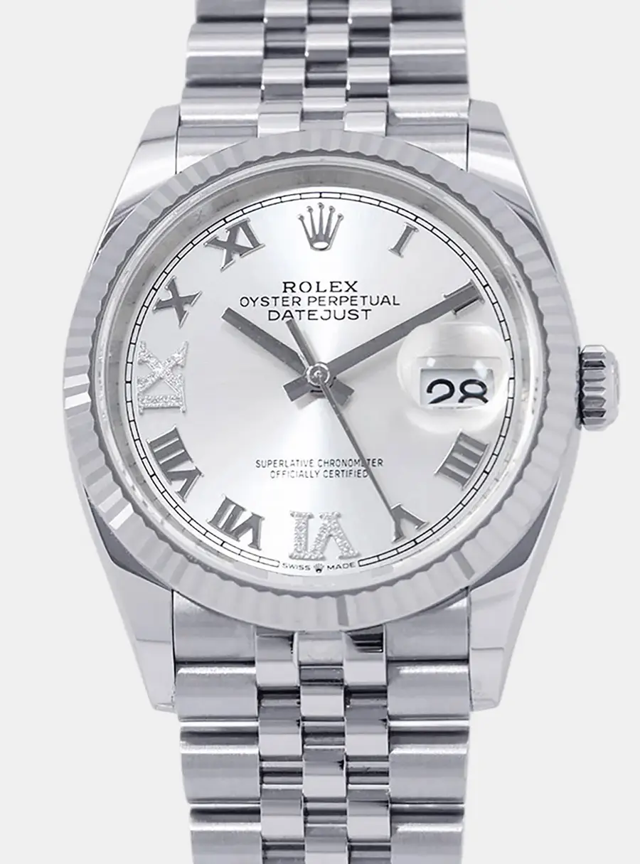 Rolex Datejust 126234 Silver 18K White Gold Stainless Steel, Diamond Automatic Men's Wristwatch 36mm