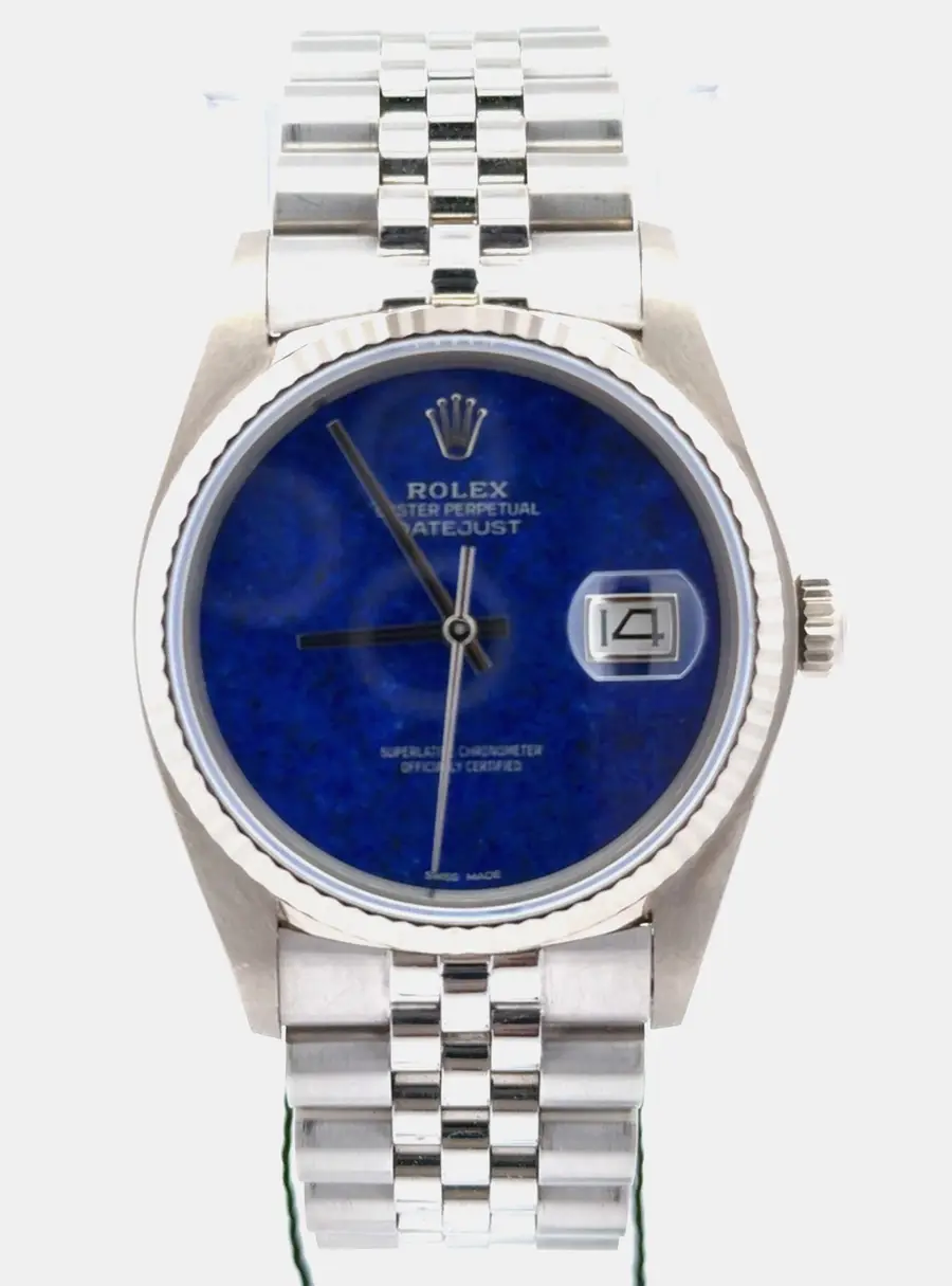 Rolex Datejust 16019 Blue 18K White Gold Automatic Men's Wristwatch 36mm