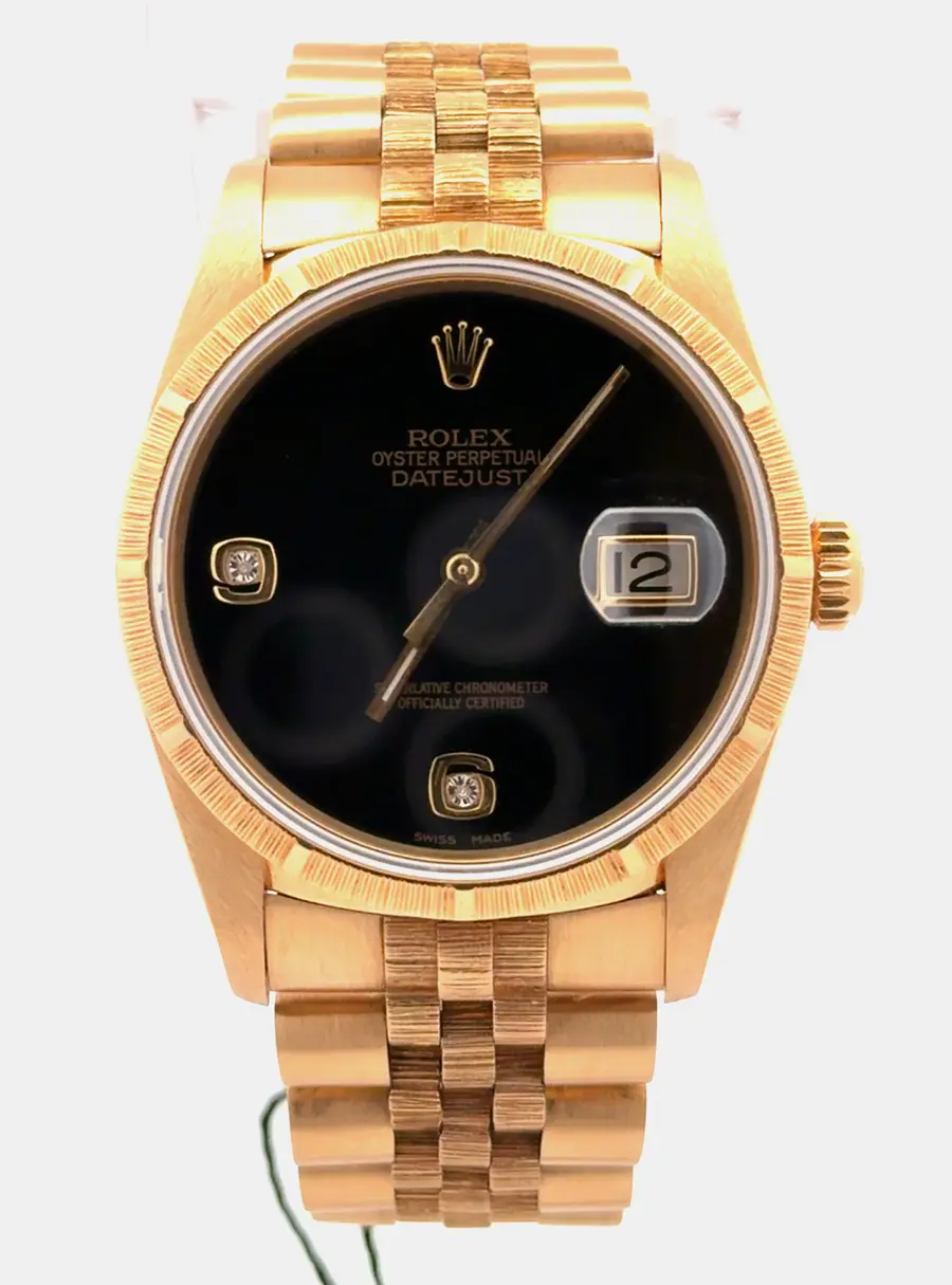 Rolex Datejust 16248 Black Yellow Gold Automatic Men's Wristwatch 36mm