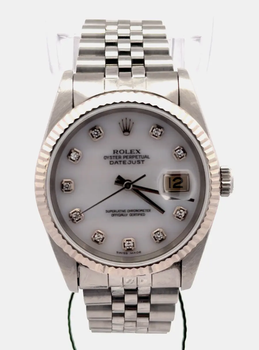 Rolex Datejust 16234 White Stainless Steel, Diamond Automatic Men's Wristwatch 36mm