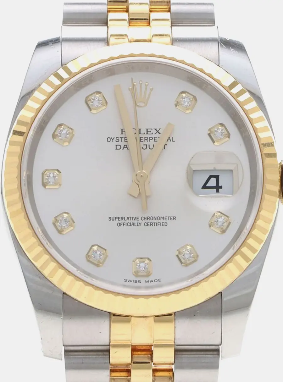 Rolex Datejust 116233 Silver 18K Yellow Gold Stainless Steel Diamond Automatic Men's Wristwatch 36mm