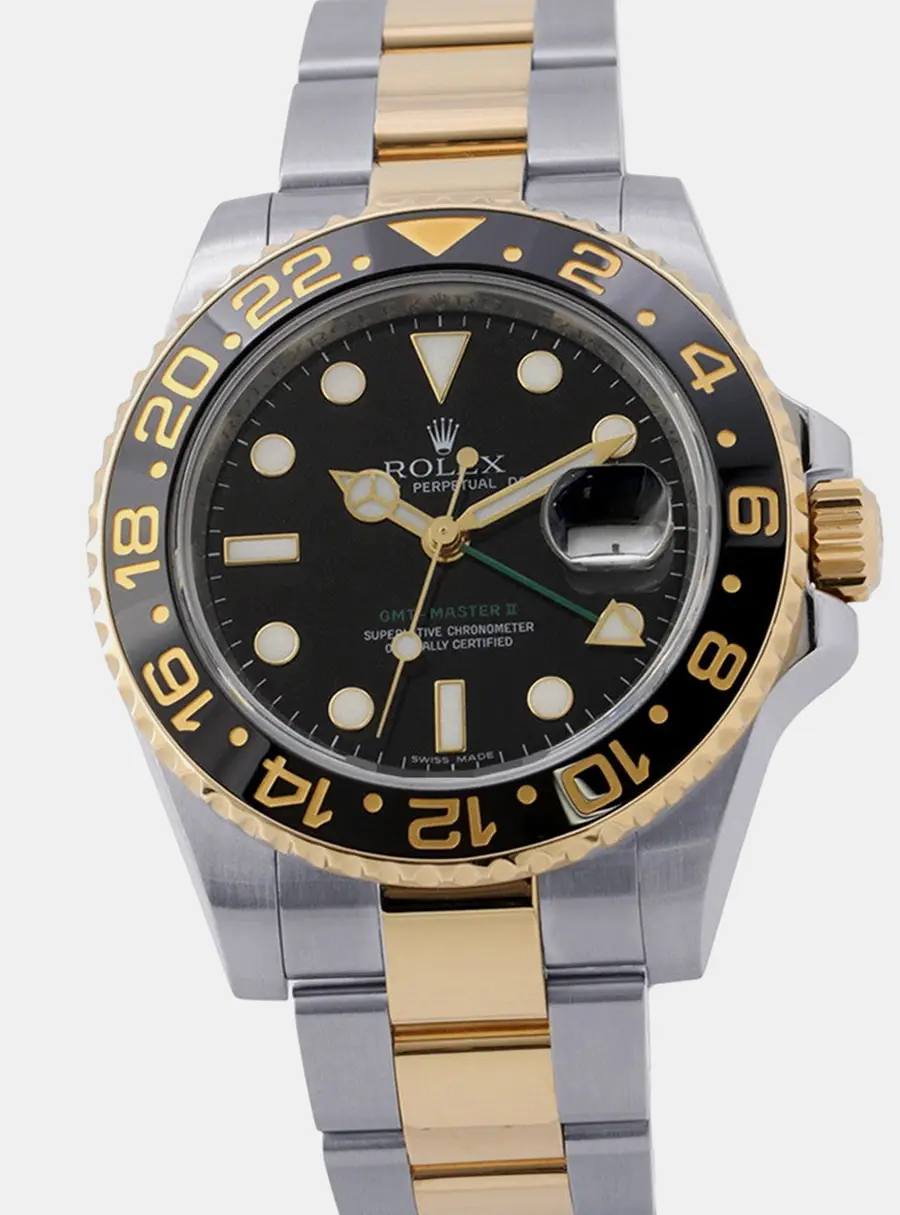 Rolex GMT Master 116713LN Black 18K Yellow Gold Stainless Steel Automatic Men's Wristwatch 40mm