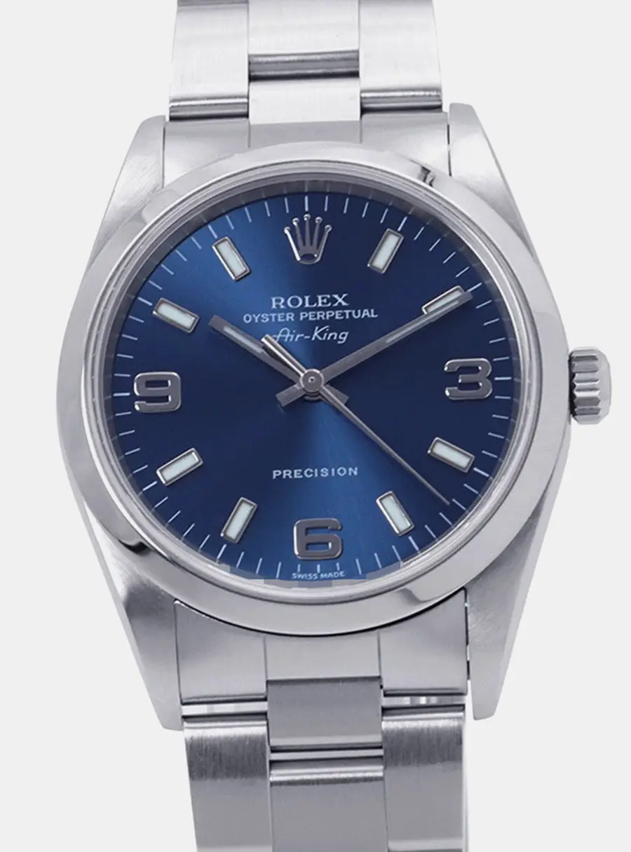 Rolex Air-King 14000 Blue Stainless Steel Automatic Men's Wristwatch 34mm