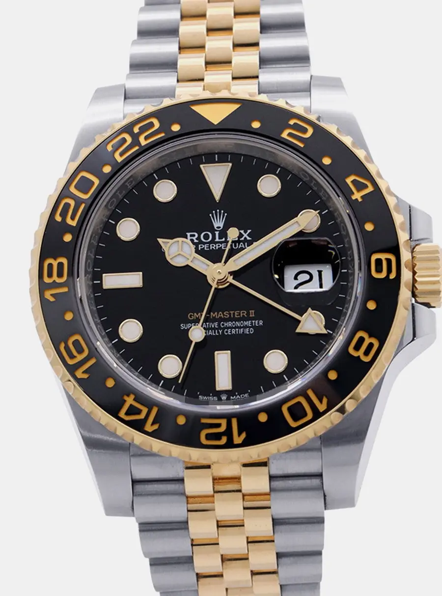 Rolex GMT-Master II 126713GRNR Black 18K Yellow Gold Stainless Steel Automatic Men's Wristwatch 40mm