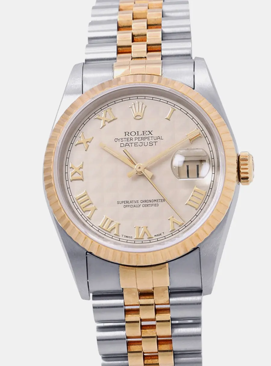 Rolex Datejust 16233 Cream 18K Yellow Gold Stainless Steel Automatic Men's Wristwatch 36mm