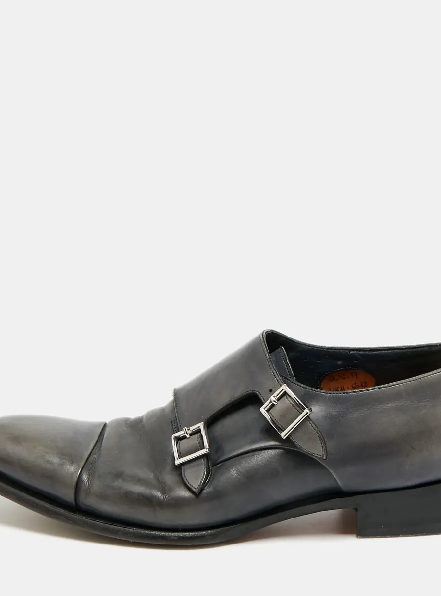 Santoni Size 45 Two Tone Leather Double Flap