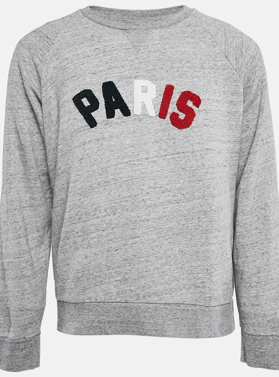 Sandro Grey Mélange Cotton Tufted Sweatshirt L