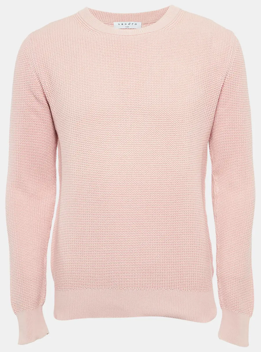 Sandro Pink Cotton Knit Crew Neck Jumper M