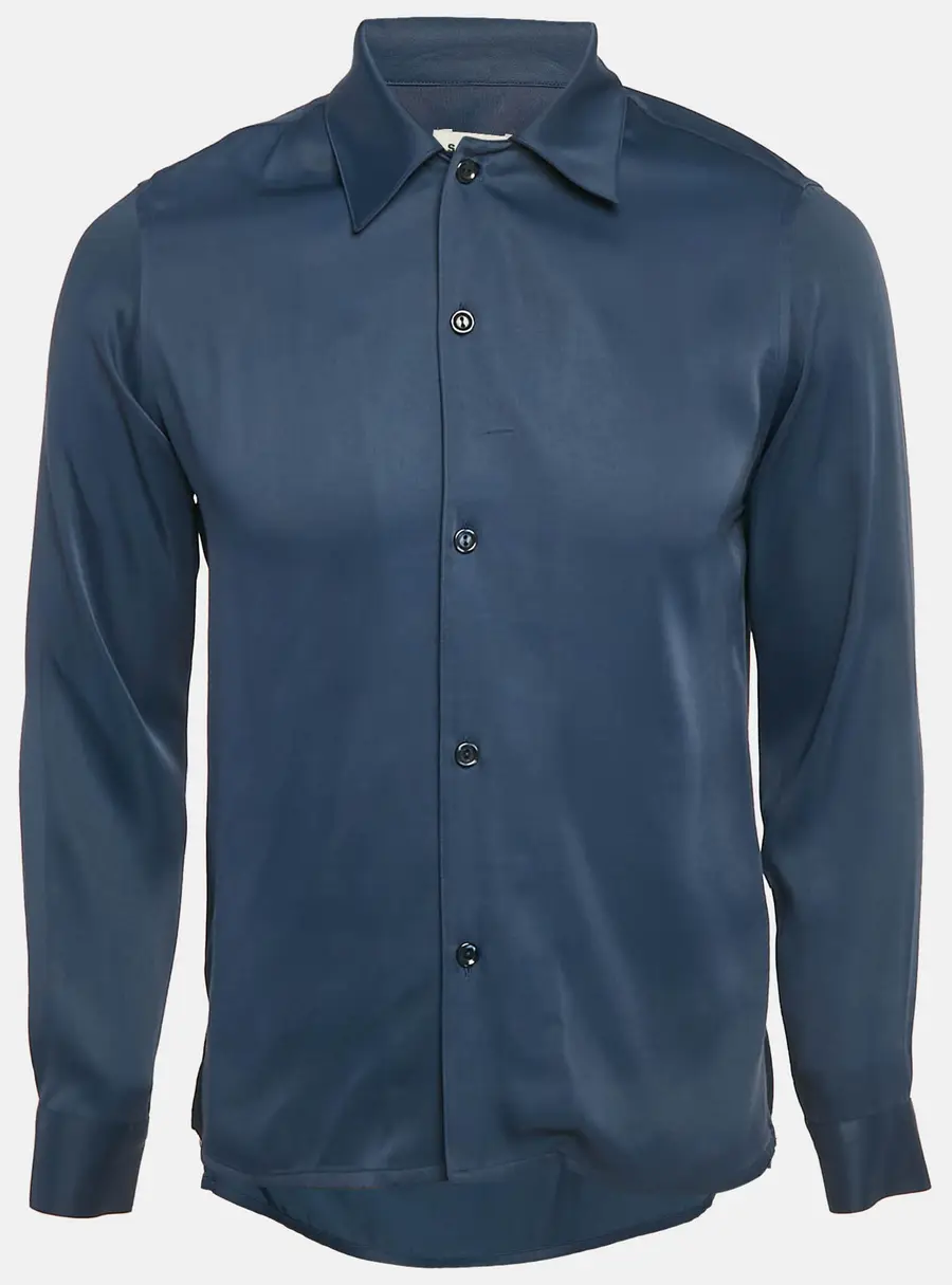 Sandro Blue Satin Requin Shirt XS