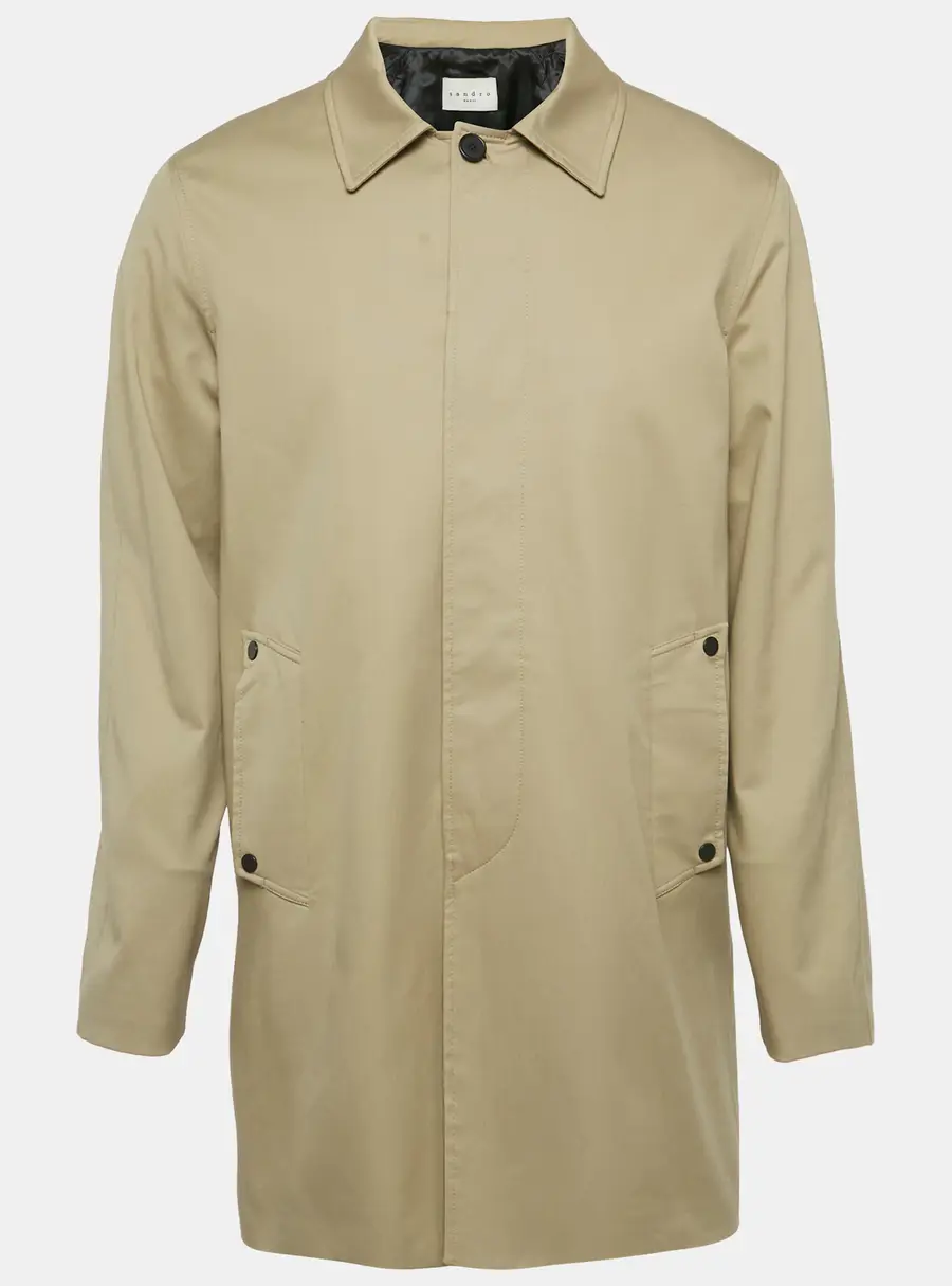 Sandro Beige Gabardine Short Coat XL