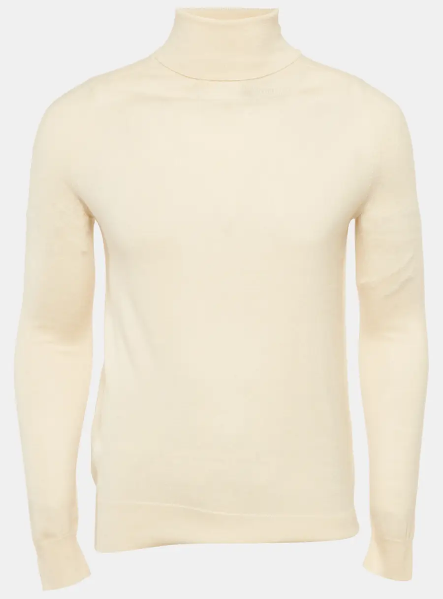 Sandro Cream Wool Blend Turtleneck Jumper S