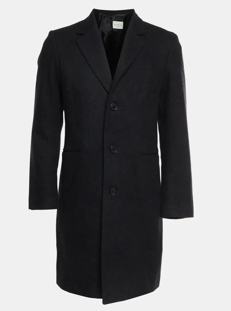 Sandro Grey Felt Wool Blend Single Breasted Coat M