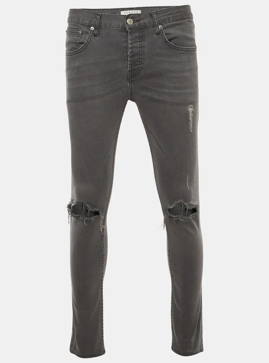 Sandro Grey Distressed Denim Skinny Jeans M/Waist 32"