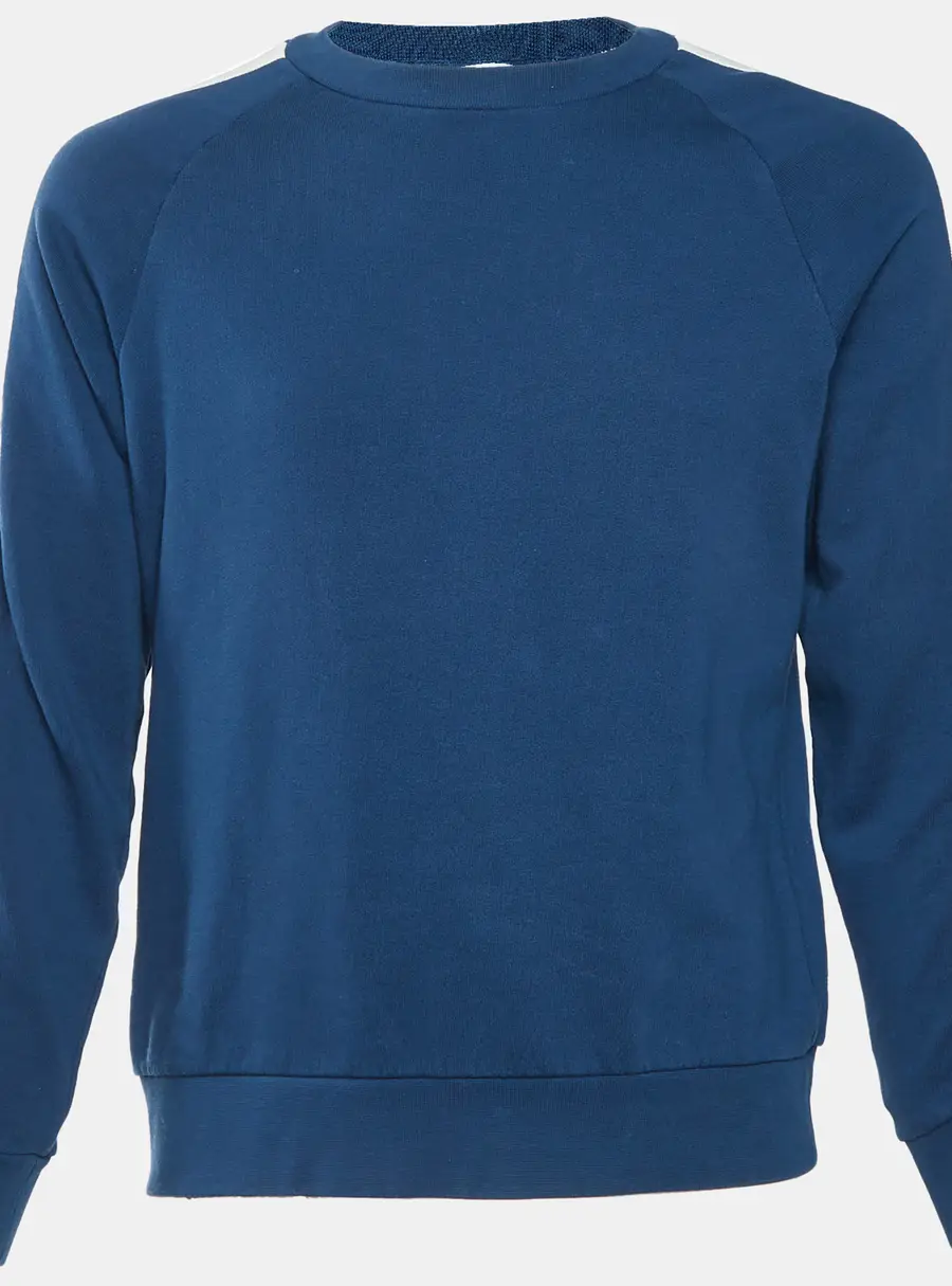 Sandro Navy Blue Side Stripe Trim Jersey Crewneck Sweatshirt M