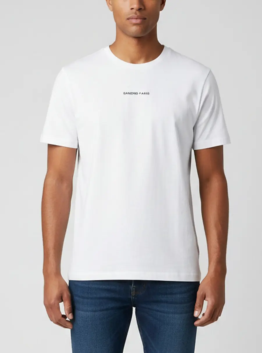 Sandro White Logo Embroidered Jersey Crewneck T-Shirt M