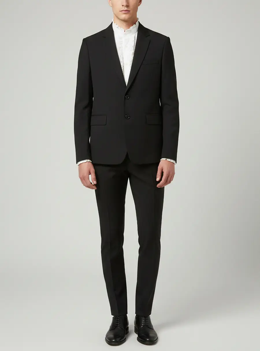 Saint Laurent Black Wool Regular Fit Suits L