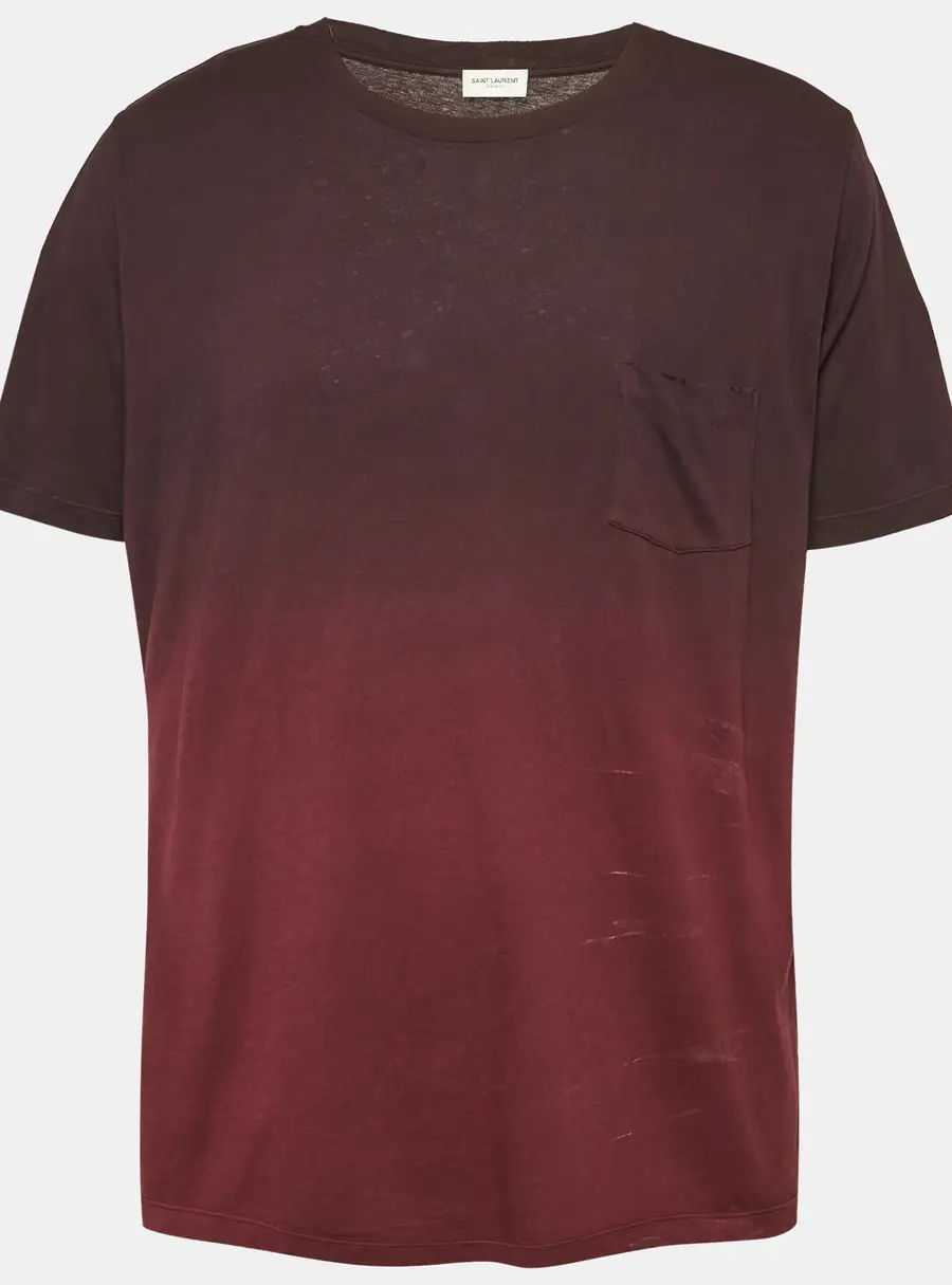 Saint Laurent Burgundy Ombre Crewneck T-Shirt XL