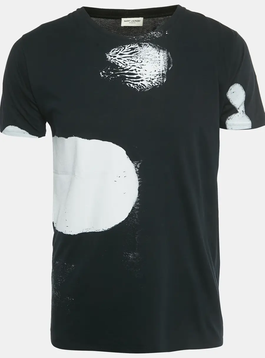 Saint Laurent Black Printed Cotton T-Shirt S