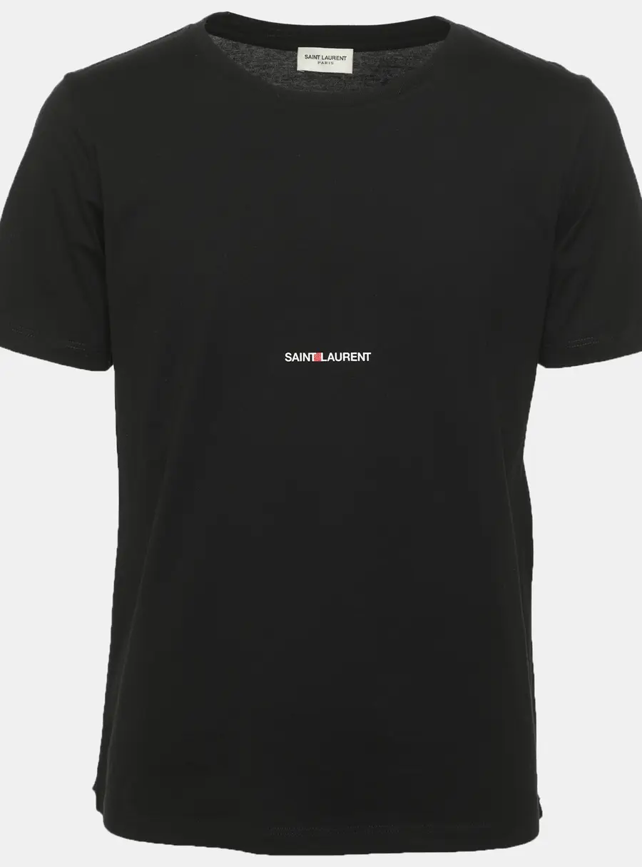 Saint Laurent Paris Black Cotton Logo T-Shirt S