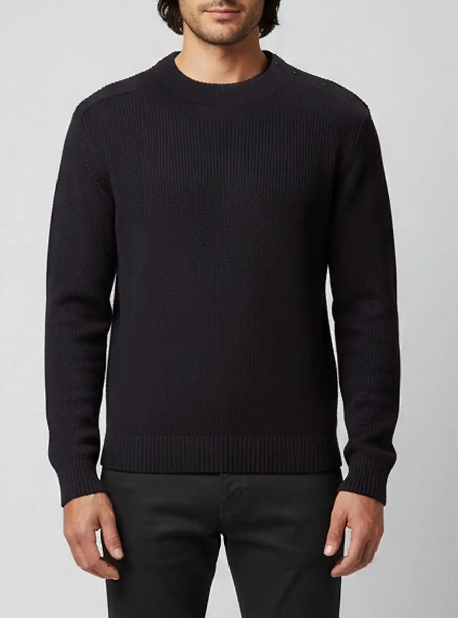 Saint Laurent Paris Navy Blue Rib Knit Sweater S