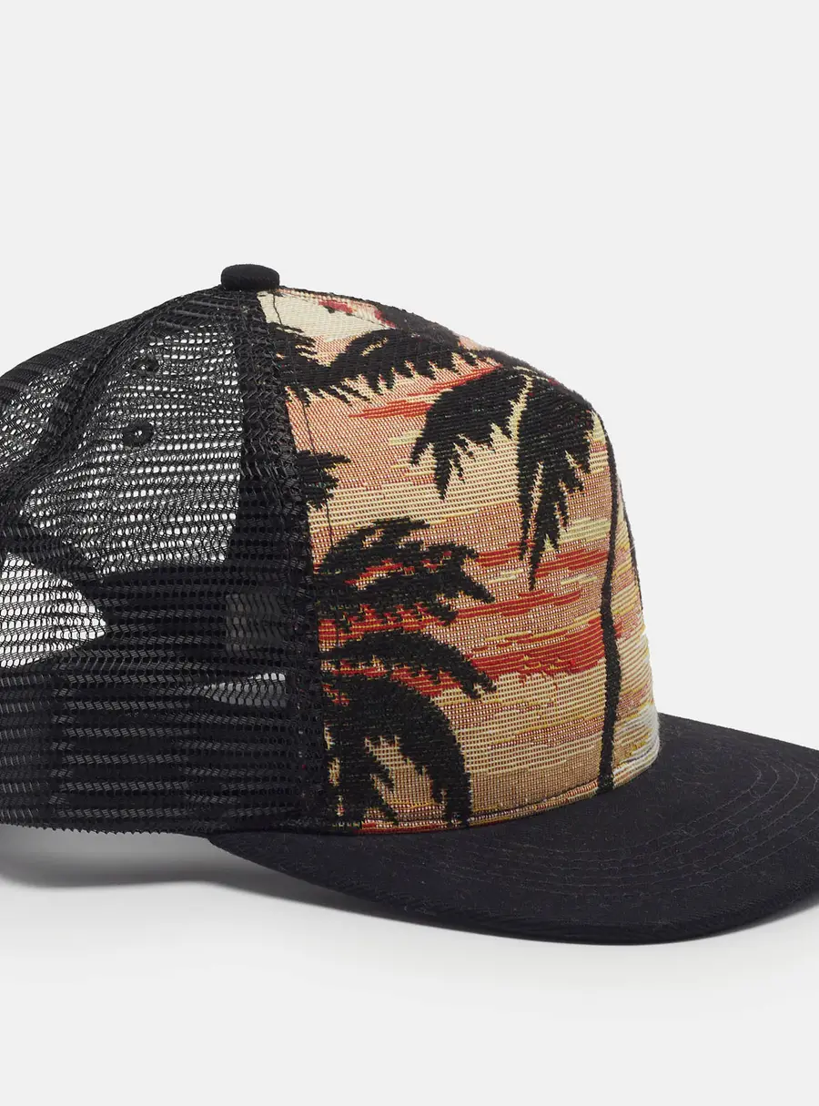 Saint Laurent Black Palm Tree Mesh Baseball Cap Size 55