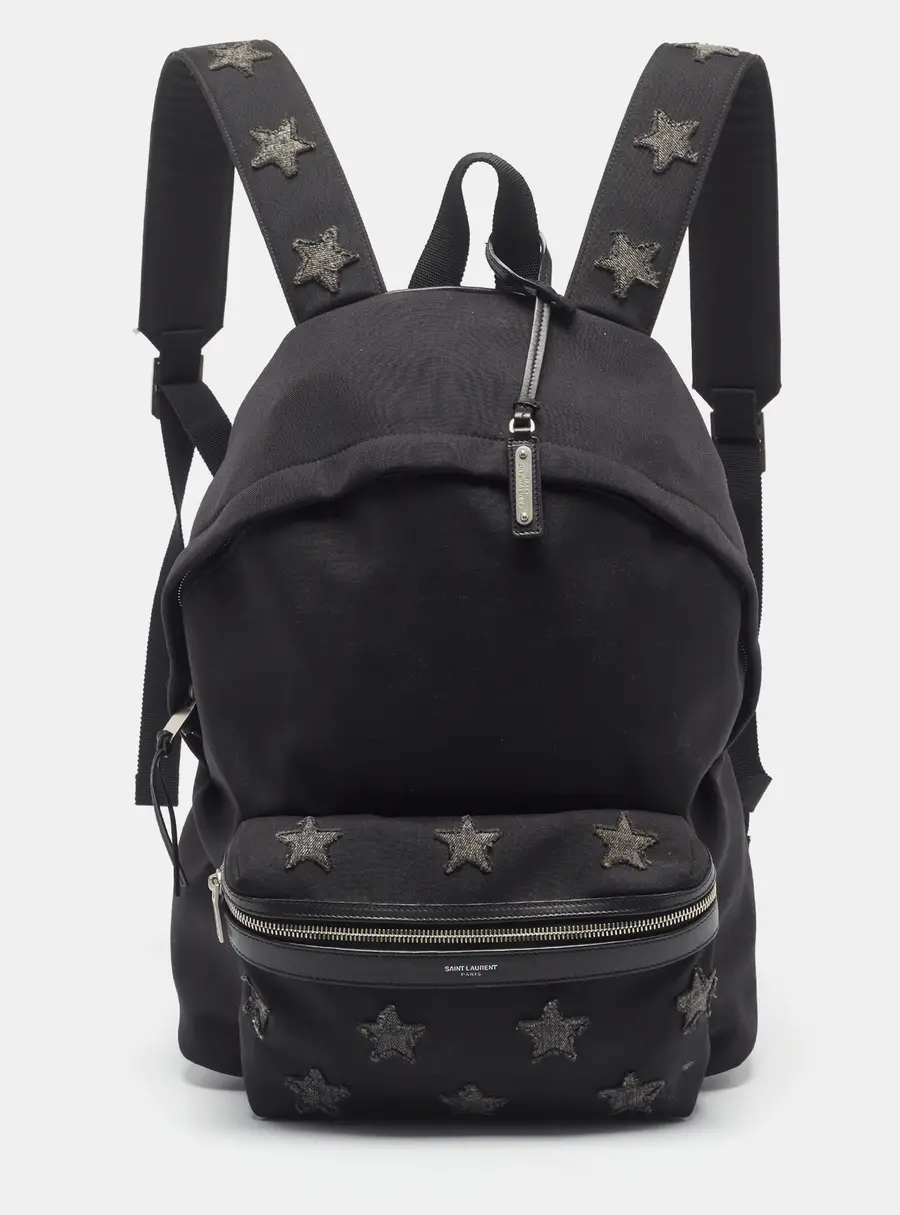 Saint Laurent City Star Black Fabric Backpack