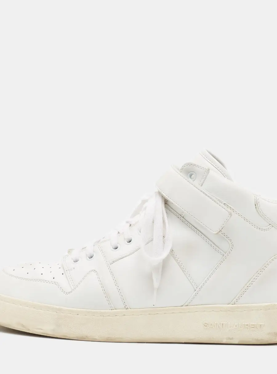 Saint Laurent Lax Size 44 White Leather High Top Sneakers