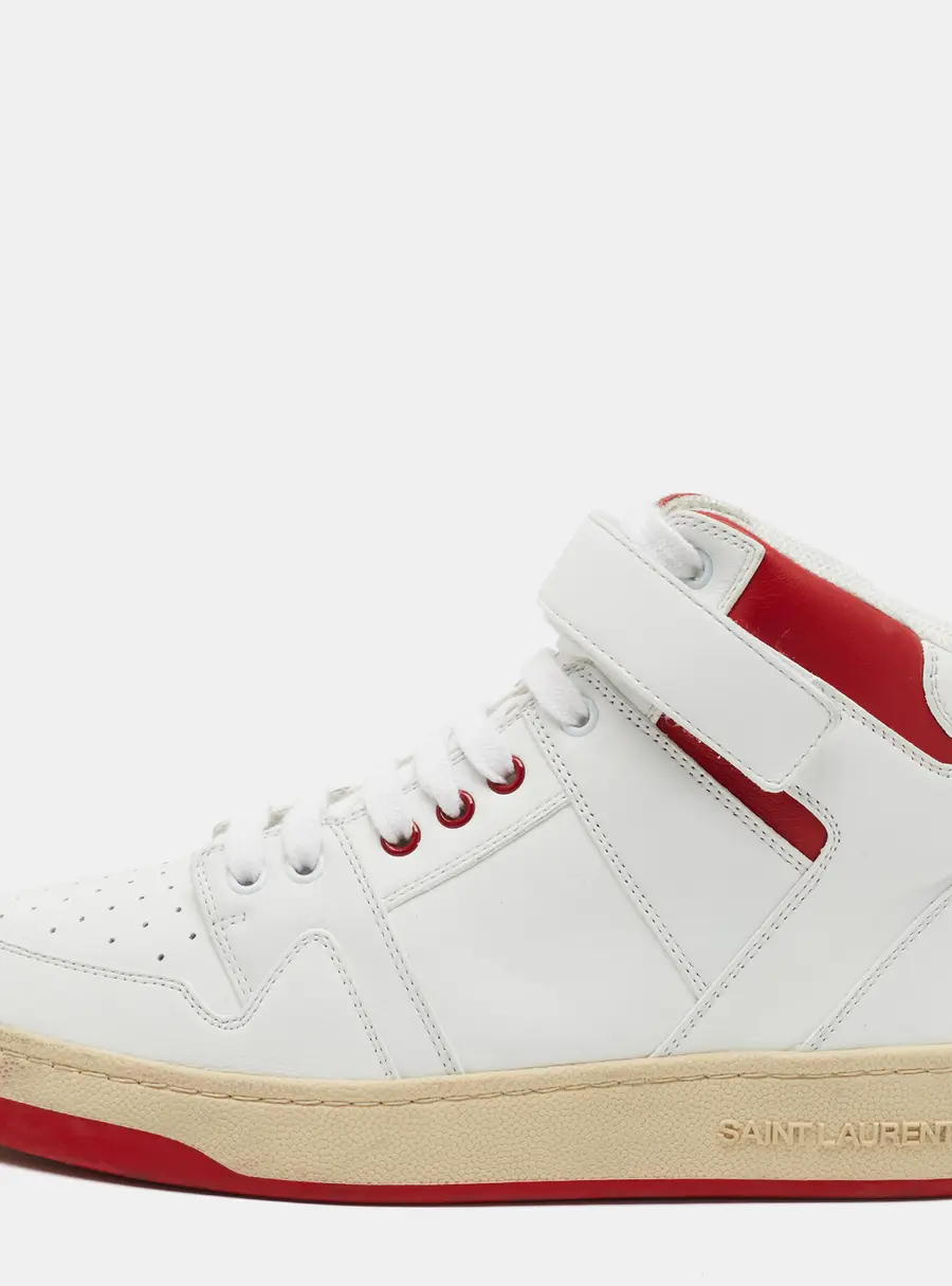 Saint Laurent Lax Size 42 White/Red Leather High Top Sneakers