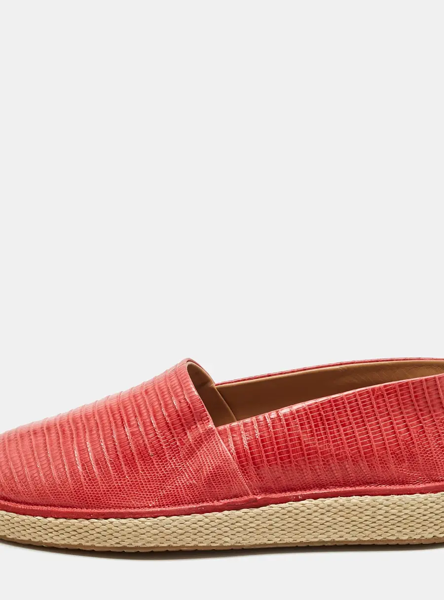 Salvatore Ferragamo Lampedusa Size 42 Red Lizard Leather Slip On Espadrille