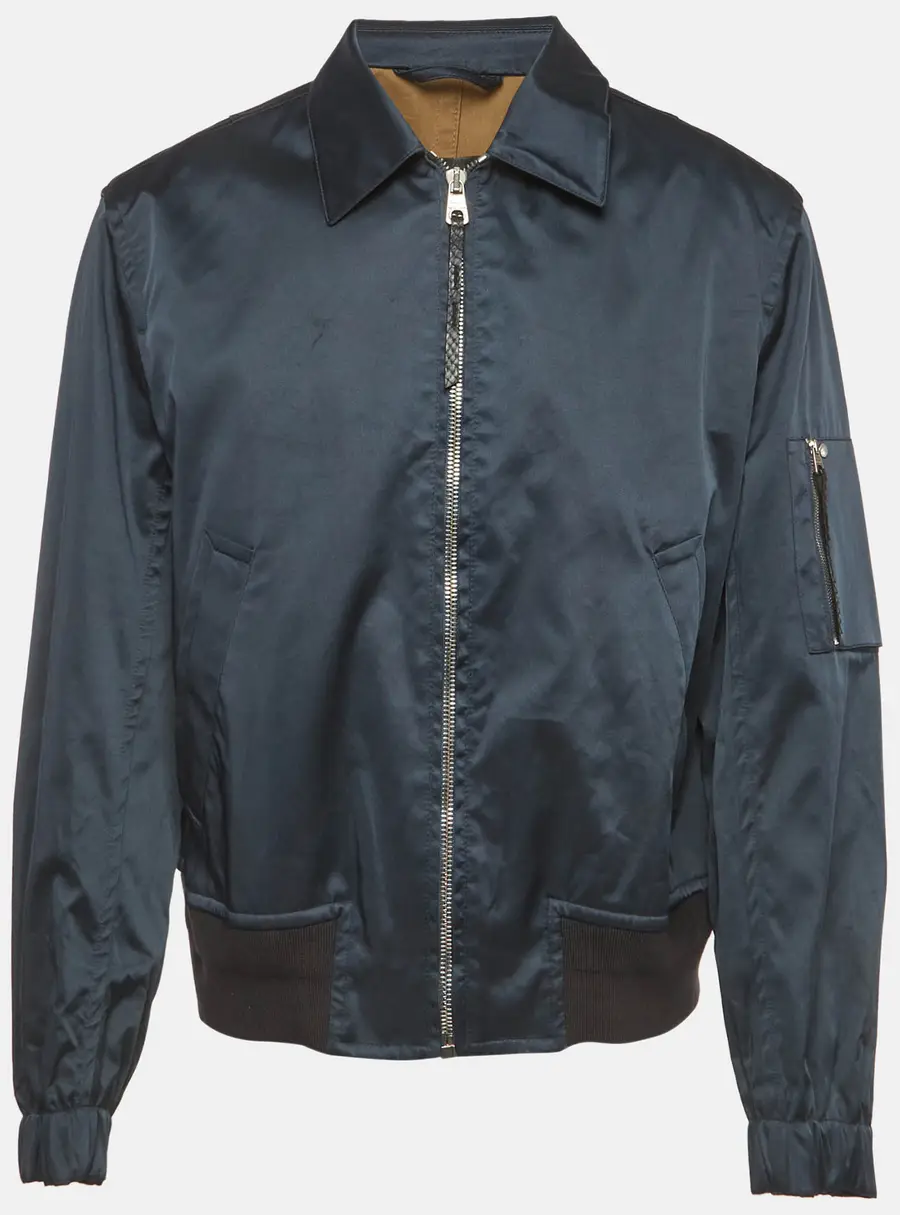 Salvatore Ferragamo Blue Synthetic Zip-Up Jacket XXXL