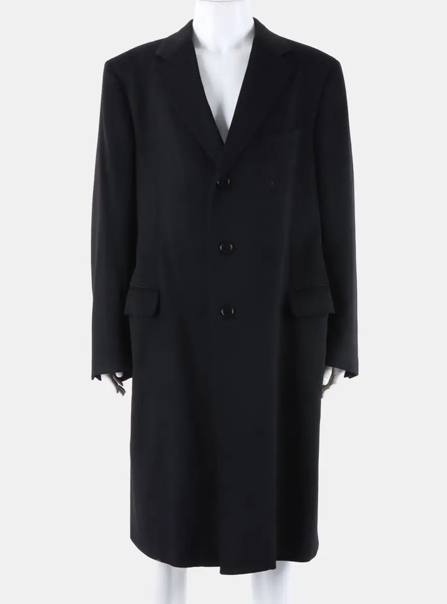 Salvatore Ferragamo Black Cashmere Coat Size XXL