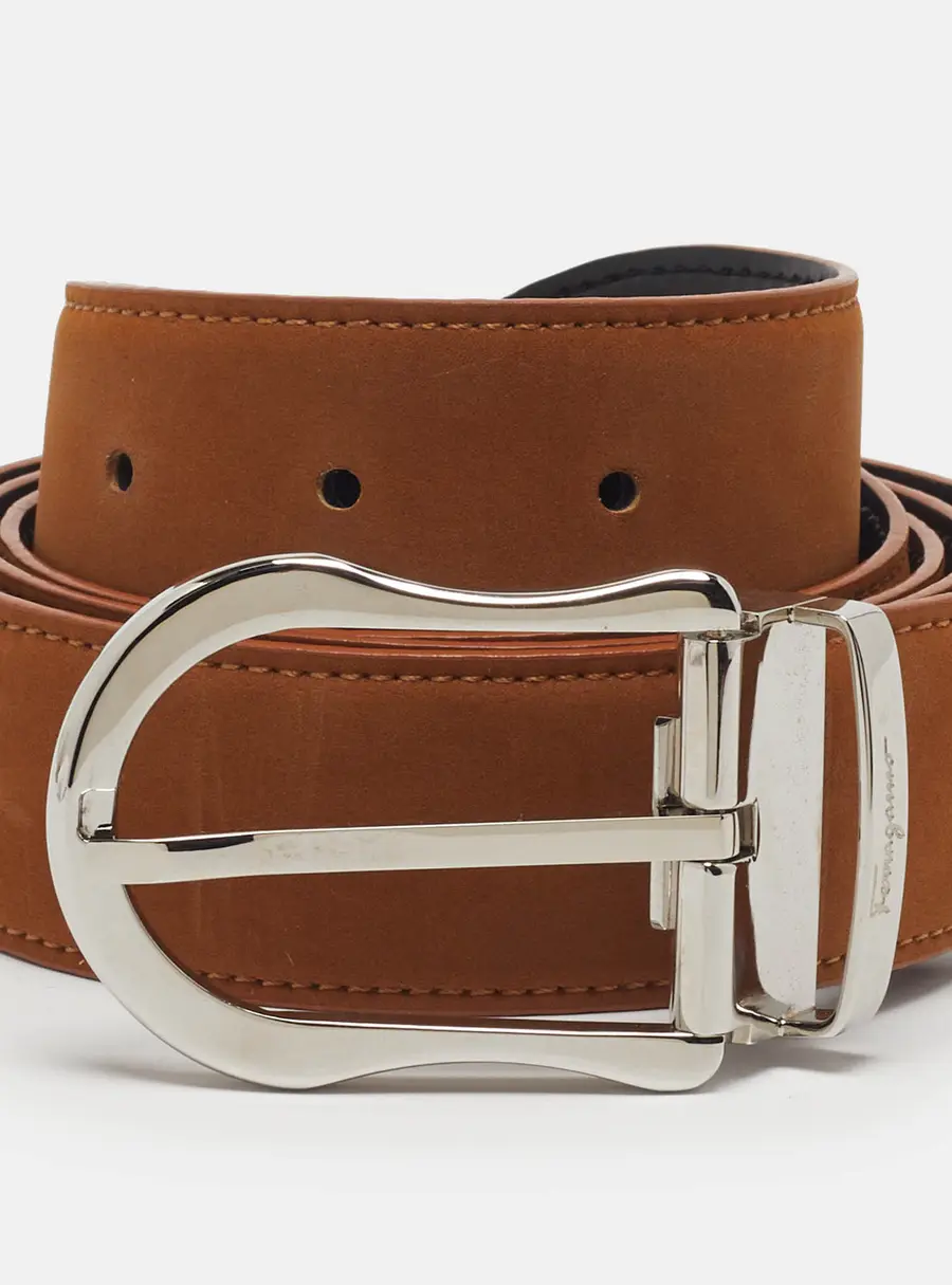 Salvatore Ferragamo 125CM Cut to Size Buckle Belt Tan Leather