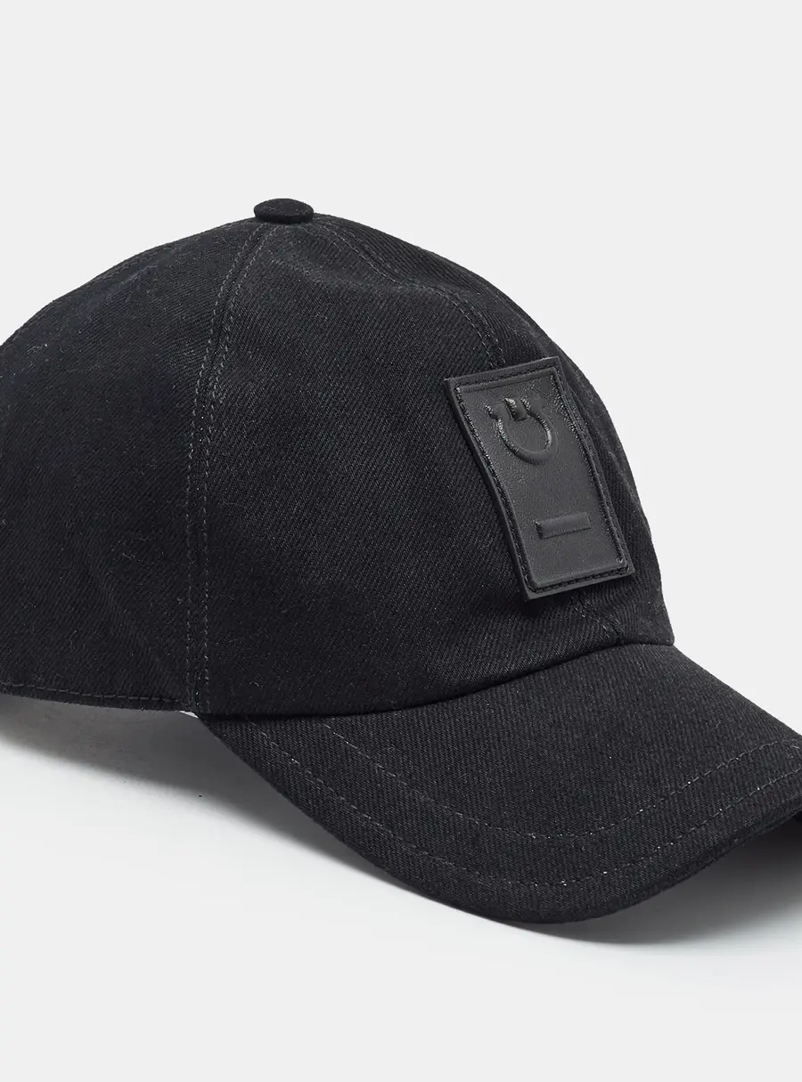 Salvatore Ferragamo Black Gancini Patch Denim Baseball Cap One Size