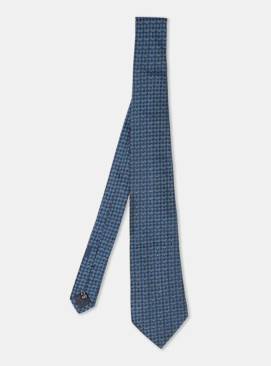 Salvatore Ferragamo Blue Diamond Patterned Silk Tie
