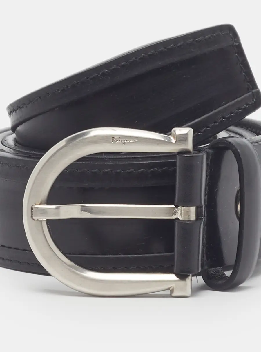 Salvatore Ferragamo Buckle Belt Black Leather