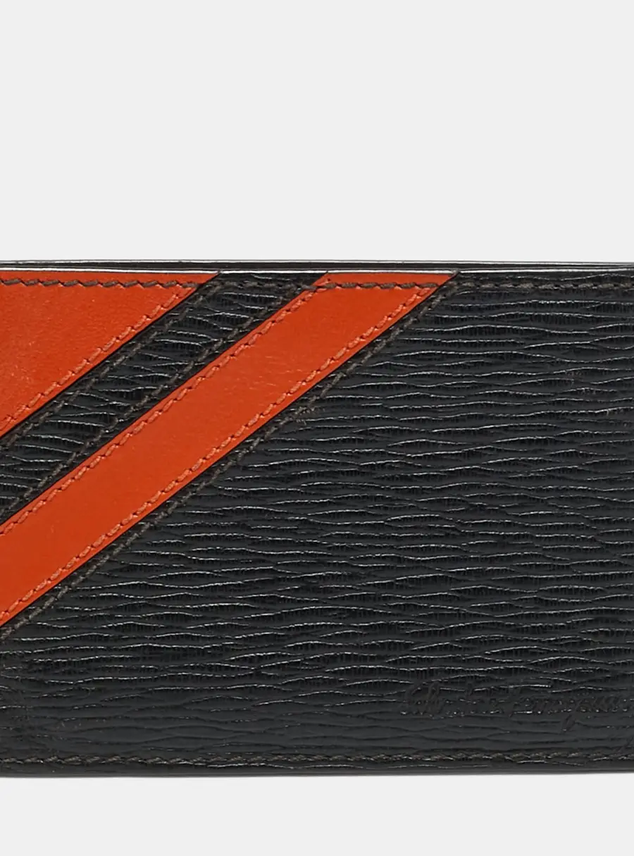 Salvatore Ferragamo Dark Brown/Orange Leather Card Holder
