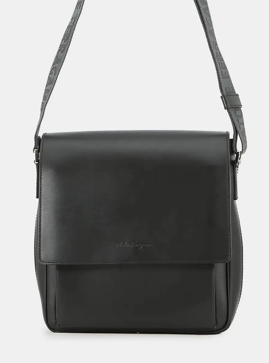 Salvatore Ferragamo Messenger Black Leather Messenger Bag
