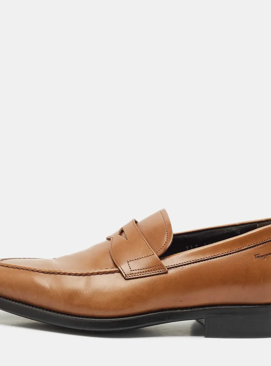 Salvatore Ferragamo Brown Leather Penny Loafers Size 40.5