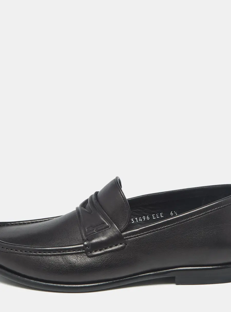 Salvatore Ferragamo Black Leather Slip On Loafers Size 40.5