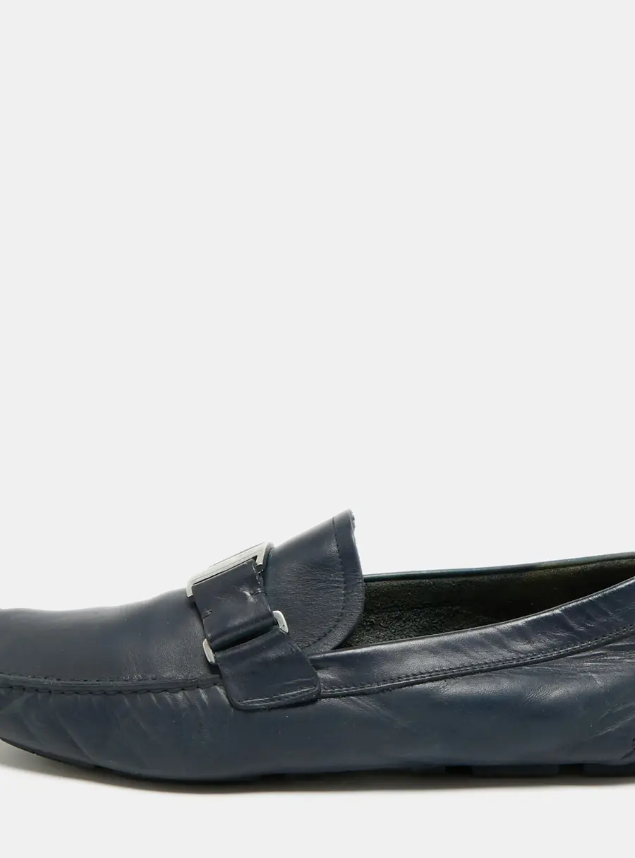 Salvatore Ferragamo Size 44 Navy Blue Suede Loafers