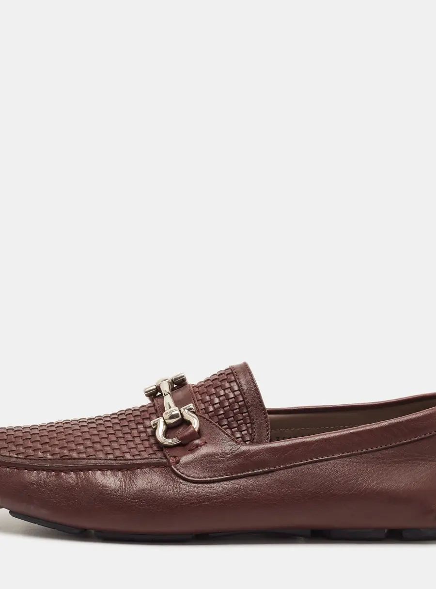 Salvatore Ferragamo Gancini Size 43.5 Brown Leather Loafers